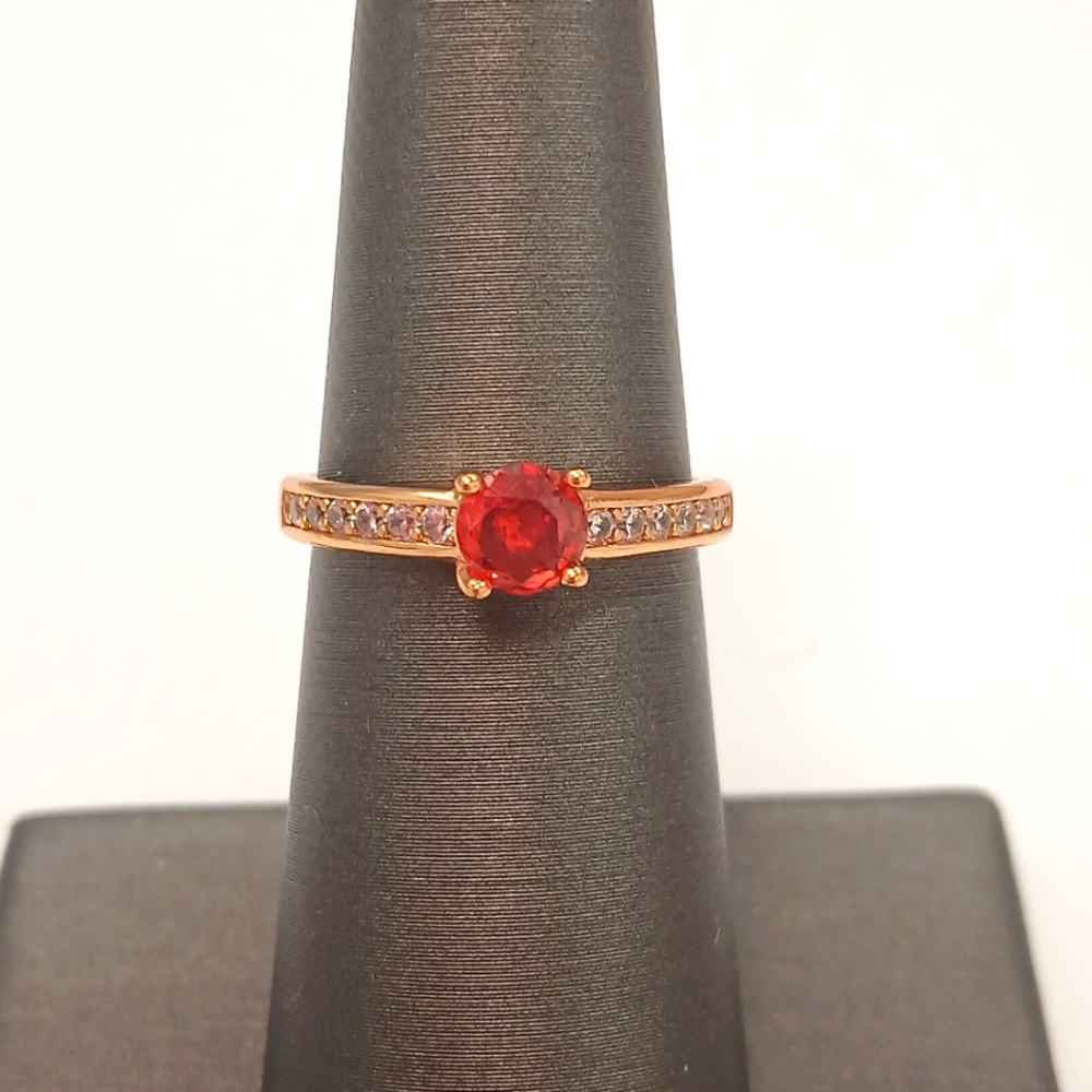 🍂 New 18k Gold Plated Elegant Red Gemstone Ring Size 6 Valentines Gift